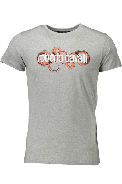 Roberto Cavalli T-shirt Κοντομάνικο Ανδρικό HST62D-05014 Γκρι (XL)
