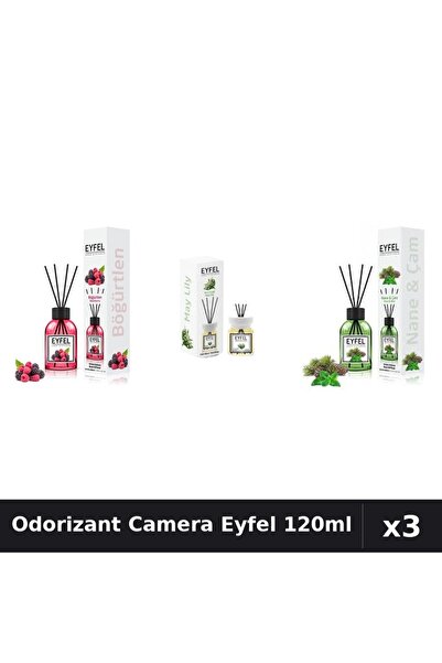 Eyfel Set 3 Odorizante Camera cu Betisoare 120ml - Fructe De Padure, Lacramio...