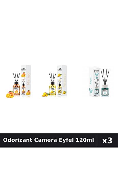 Eyfel Set 3 Odorizante Camera cu Betisoare - Mango, Ananas, Angel 120ml