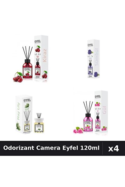 Eyfel Set 4 Odorizant Camera cu Betisoare - Cireșe, Zambile, Lacramioare, Tra...