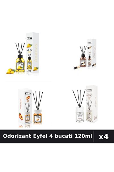 Eyfel Top Bottom Set of 4 Room Air Fresheners with Sticks 120ml - Pineapple, ...