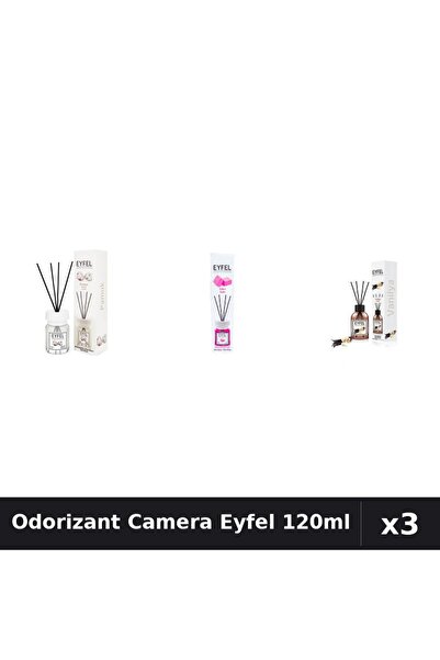 Eyfel Set 3 Odorizante Camera cu Betisoare 120ml - Bumbac, Bubble Gum, Vanilie