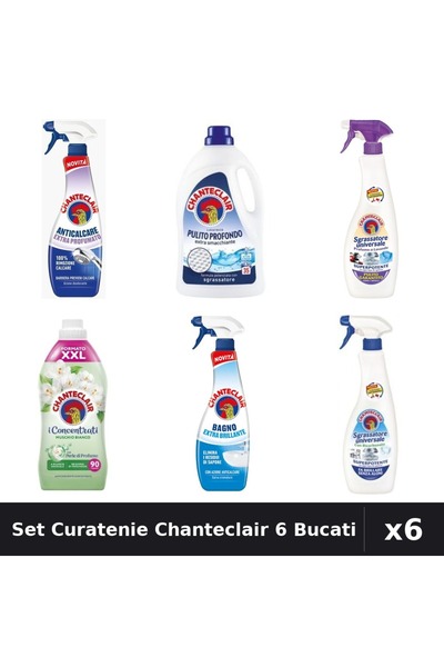 Chanteclair Set 6 Curatenie - Degresant, Detergent, Balsam 625ml, 1575ml, 1800ml
