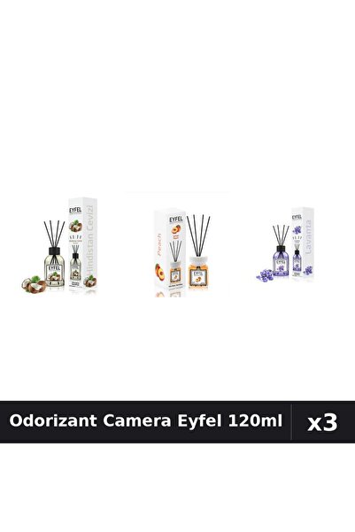 Eyfel Set 3 Odorizante Camera cu Betisoare 120ml - Lavanda, Nuca de Cocos, Pi...