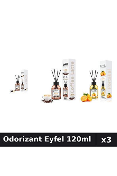 Eyfel Set 3 Odorizante Camera cu Betisoare - Vanilie, Cafea, Portocala 120ml