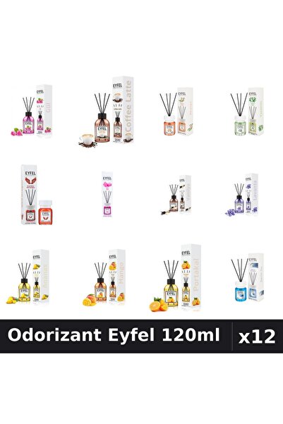 Eyfel Set 12 Odorizante Camera cu Betisoare - 12 Arome Asortate, 120ml