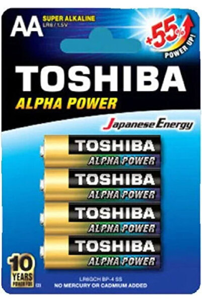 Toshiba Συσκευασία 4 τεμαχίων Αλκαλικές Μπαταρίες AA Alpha Power 1.5V Κωδικός...