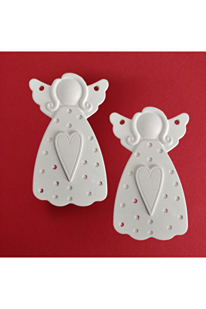 CREATIVITATEPLUS Set 2xFigurina din ipsos Ingeras cu Inima, 8.8x5cm