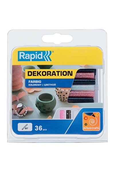 Rapid 5001423, set 36 de rezerve de lipici, colorate, cu sclipici, Ø7 x 90 mm