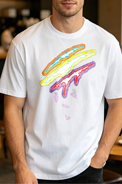 Fleck Colorful Abstract Design T Shirts For Men Rainbow Stripe Pattern Mens P...