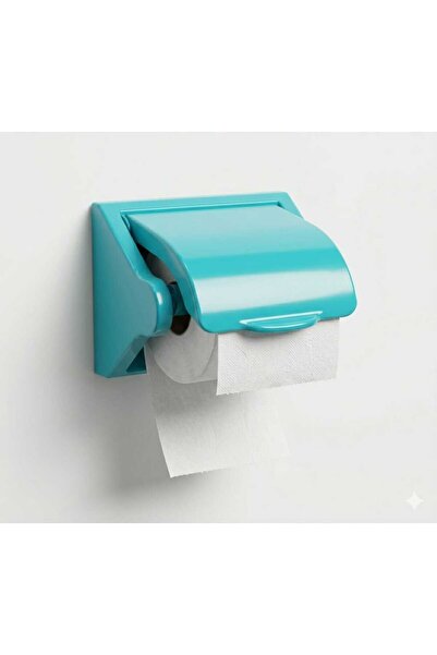 OEM Toilet paper holder with lid, turquoise plastic, 14x10 cm – Wall mount in...