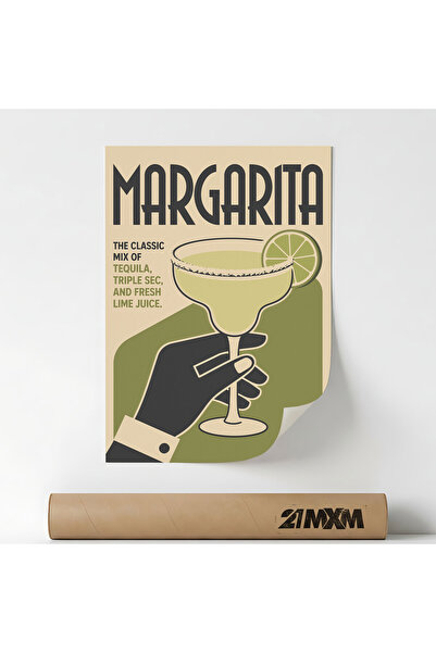 21mxm Poster Decorativ Tematică Cocktail & Retro - 'Margarita', Material Text...