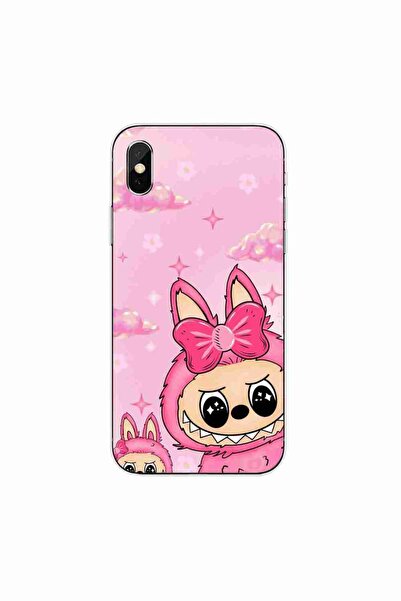 OEM Husa compatibila cu Apple iPhone XS Silicon Gel Tpu Model Labubu Pink Fan...