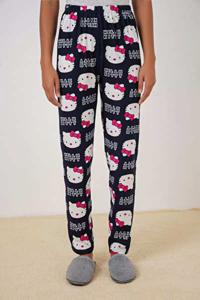 buğrahayalin Women's Patterned Light Navy Blue Pajama Bottoms