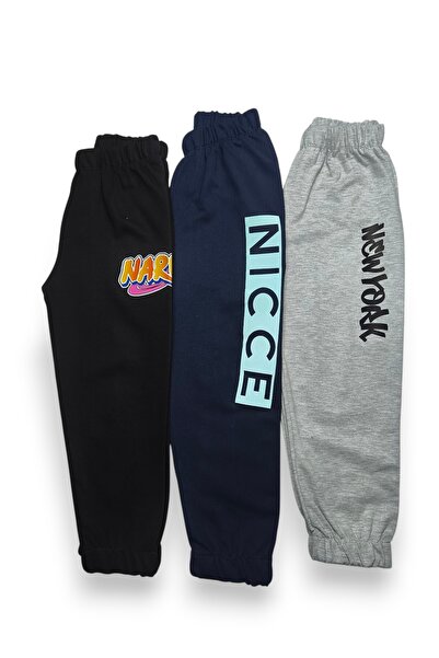 Merve Nur Tekstil Children's Printed Sweatpants Set of 3