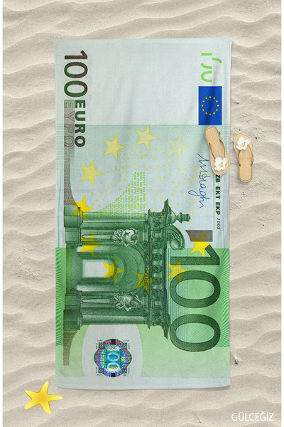 Home Euro Desenli Dijital Baskılı Plaj Sahil Havlusu Pamuklu Plaj Havlusu Den...
