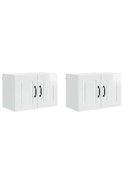 vidaxl Kitchen cabinet with shelf 2 pcs Glossy white 60 x 31 x 40 cm