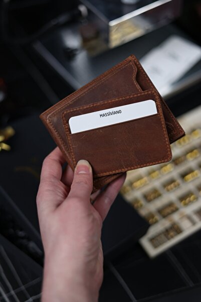 Massiviano Coffee kangaroo pocket leather wallet