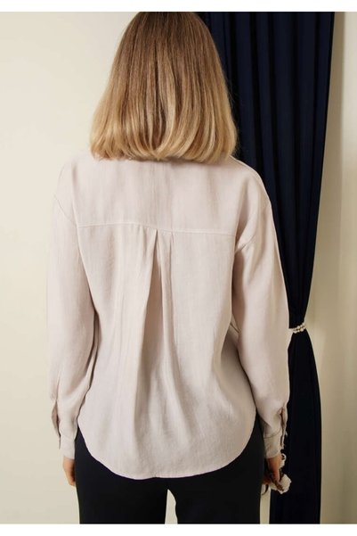 EsSo butik Women's Modal Fabric Crop Shirt with Drawstring Detail