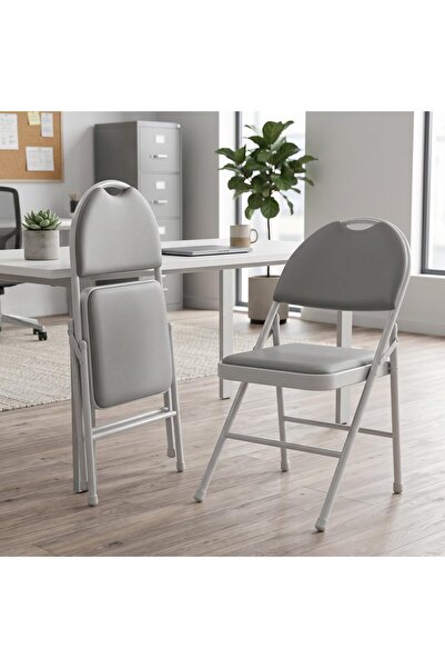 Garvee 2 Pack Padded Folding Chairs, PU Leather Upholstered High Back Chairs