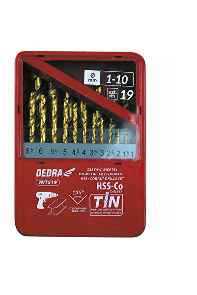 DEDRA EXIM HSS+cobalt+TiN metal drill bit Top Bottom Set , 19pcs, 135°