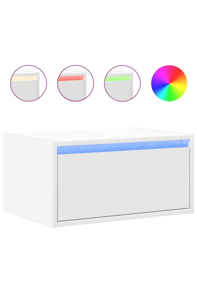 vidaxl Noptieră montată pe perete cu lumini LED, alb