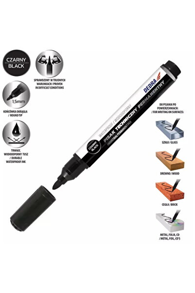DEDRA EXIM Permanent industrial marker black, round 1.5m, 12 pcs. Tube