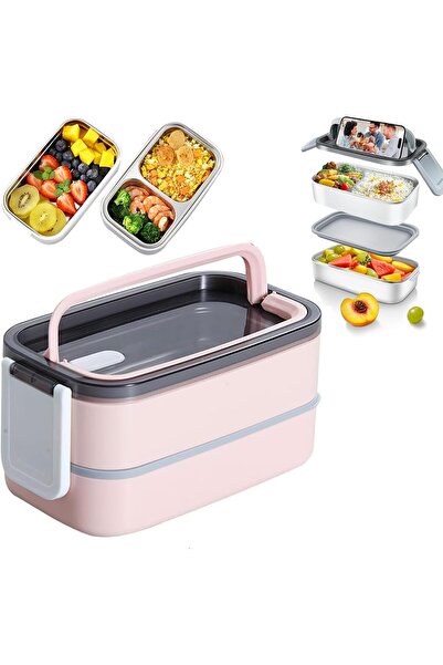TOSHIONICS lunch Box, 2-Layer Leakproof Bento Box - 304 Stainless Steel Food ...