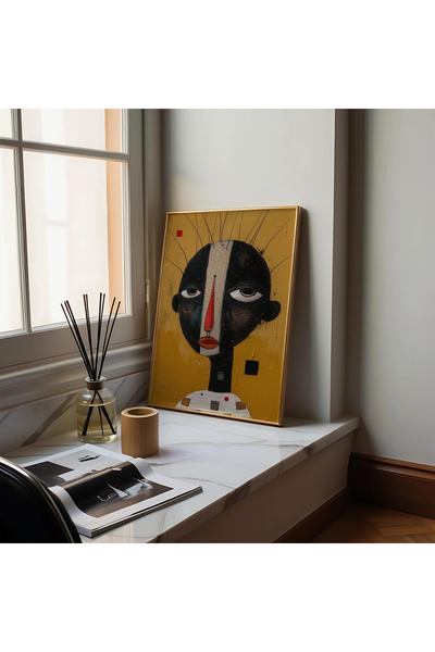 Tuba Decor Едноделна картина с дървена рамка, абстрактно лице