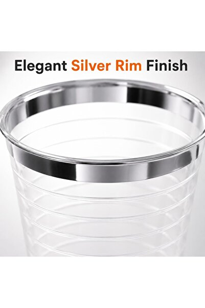 Sunny Your Bright choice Sunny Premium 10oz Plastic Cups with Metallic Rim – Elegant Disposable & Reusable Party Drink Cups pack of 25