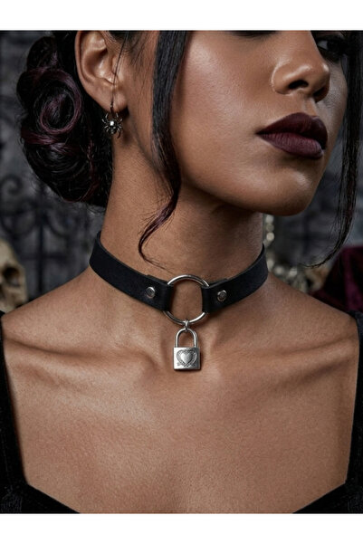Feronnucci Gothic Choker Necklace for Women |   Punk Neck Collar with Lock De...