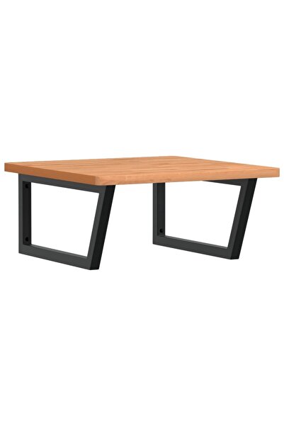 vidaxl Raft pentru lavoar montat pe perete, oțel și lemn masiv fag