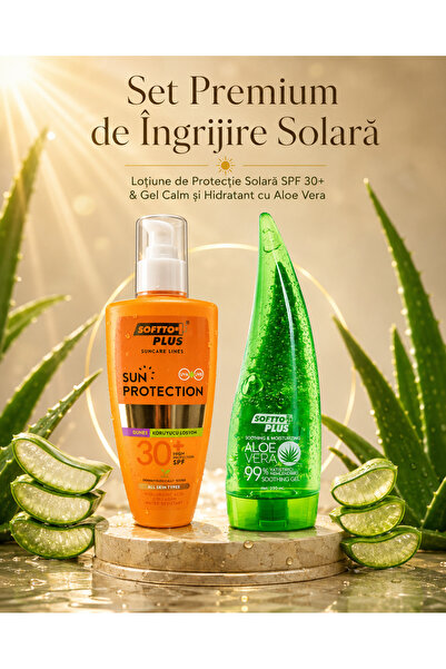 Softto Plus Set Îngrijire Solară SPF 30+ & Aloe Vera – Loțiune Protecție Sola...