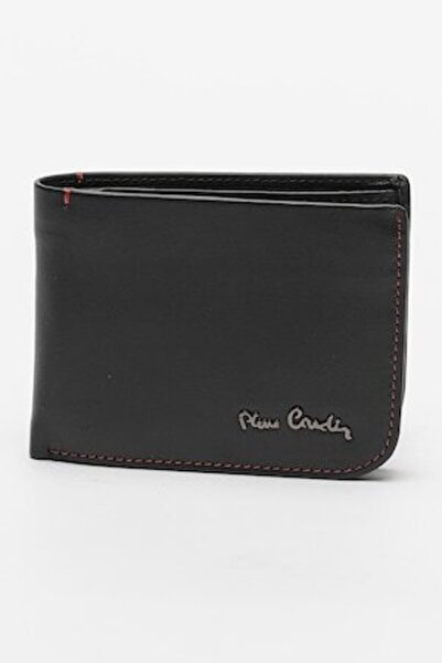 Pierre Cardin Portofel pliabil din piele cu logo discret, Negru