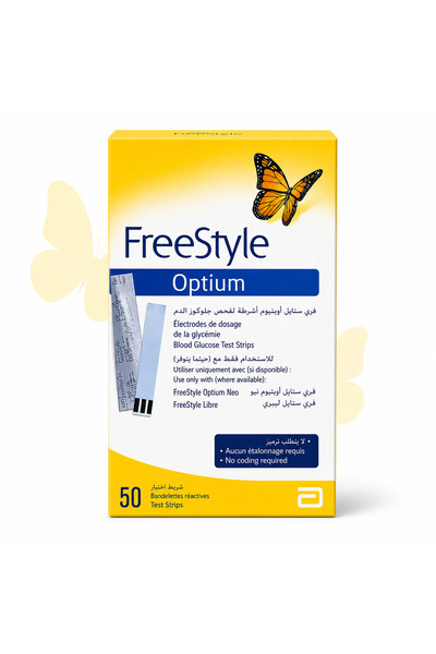 Freestyle فرى ستايل، أوبتيوم شرائط جهاز قياس السكر لفحص جلوكوز الدم - 50 قطعة