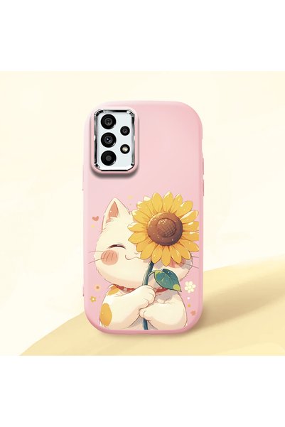 Hontinga Samsung Galaxy A73 Compatible Case Camera Protector Pink Silicone Co...