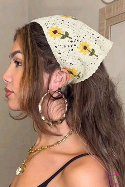 Cinderella Elegant Leafy Sunflower Lace Embroidered Women's Triangle Hair Ban...