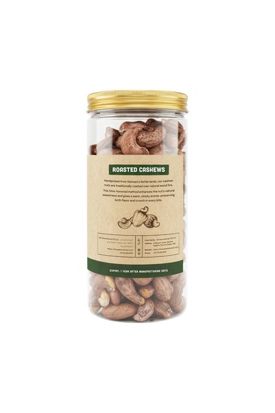 The Caphe Vietnam Roasted Cashew Nuts 500g | Skin-On Cashews | Selected Size | Vietnamese Cashew | Crunchy & Buttery Snack
