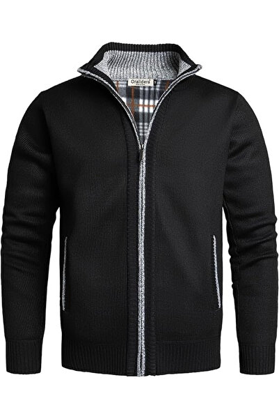 OEM Black loose-fit men's shirt, long sleeves, zip-up hoodie XL