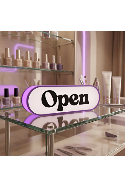 Dekor atolyem Open Yazılı Işıklı Led Tabela Lambası - Cafe, Nail Stüdyo, Tatt...