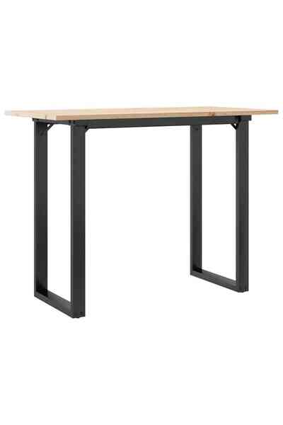 vidaxl Masă de bucătărie, cadru O, 100x50x75cm lemn masiv pin și Oţel