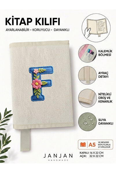 JANJAN DOĞAL KUMAŞ Kitap Kılıf,Yıkanabilir Kitap Kılıfı,Kitap Koruyucu,32x22 ...