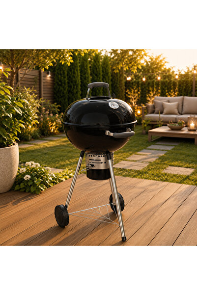stratecht Tekerlekli 47 CM Küre Mangal Kapaklı Kömürlü Barbekü Bahçe Balkon K...