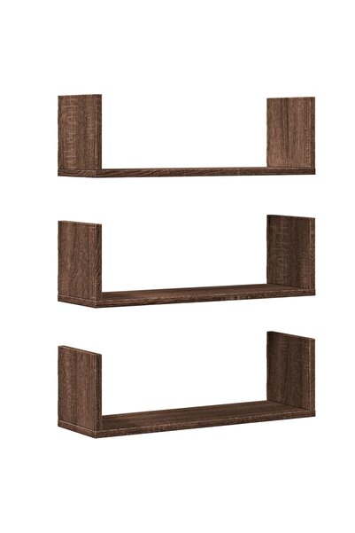 vidaxl Rafturi de perete 3 buc. stejar maro 58x18x18 cm lemn prelucrat