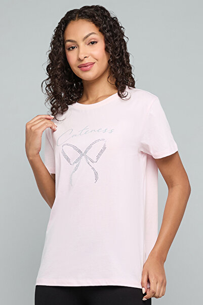 R&B Embellished T-Shirt with Crew Neck and Short Sleeves