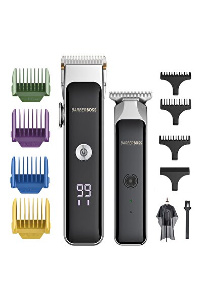 BarberBoss Erkekler için Kablosuz Sakal ve Saç Kesme Seti, Seramik Bıçaklı Çi...