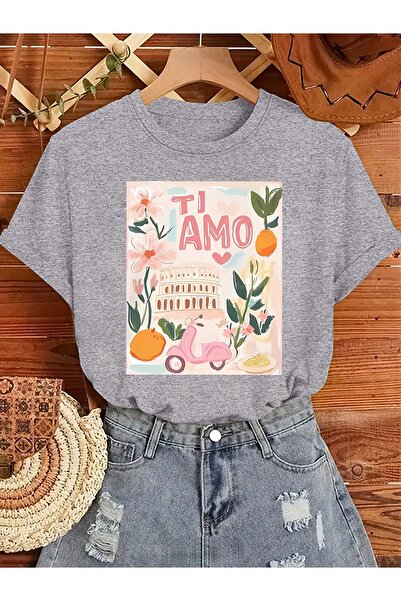 mercoledi Women's Mix Printed Crew Neck Regular Fit T-Shirt