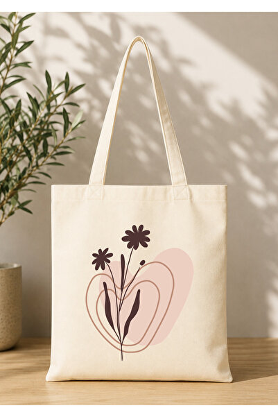 Eylül Design Vintage Boho Patterned Printed Raw Fabric Bag Organic Tote Bag