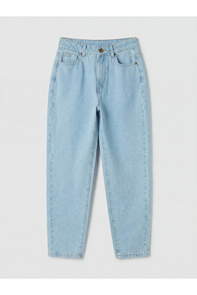 LC Waikiki Blue High Waist Mom Fit Women's Jean Trousers