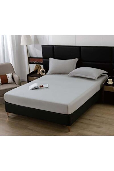 Alhabib bedding طقم شرشف مفرد ونص شارم مطاط صيفي رصاصي عدد 2 قطع